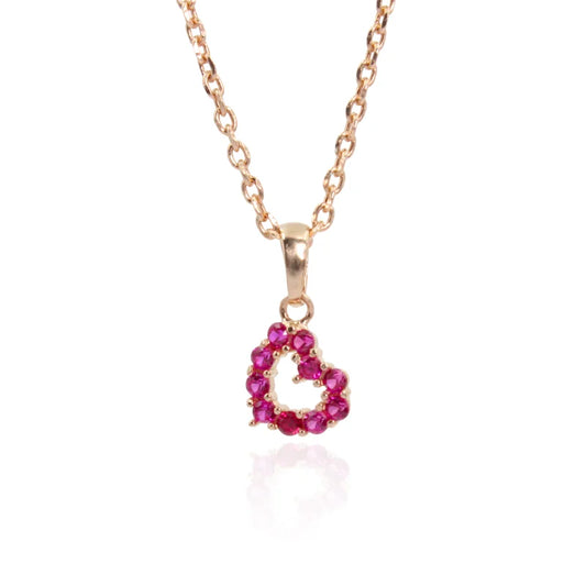 Pink Heart Rose Gold Plated Necklace