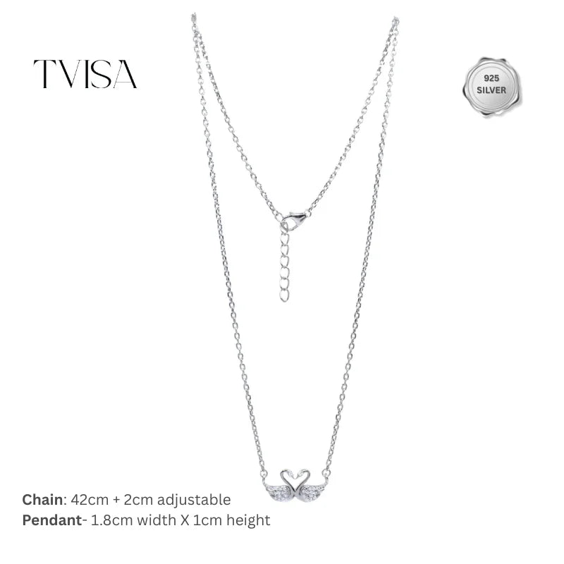 Swan Love Pendant Silver Necklace