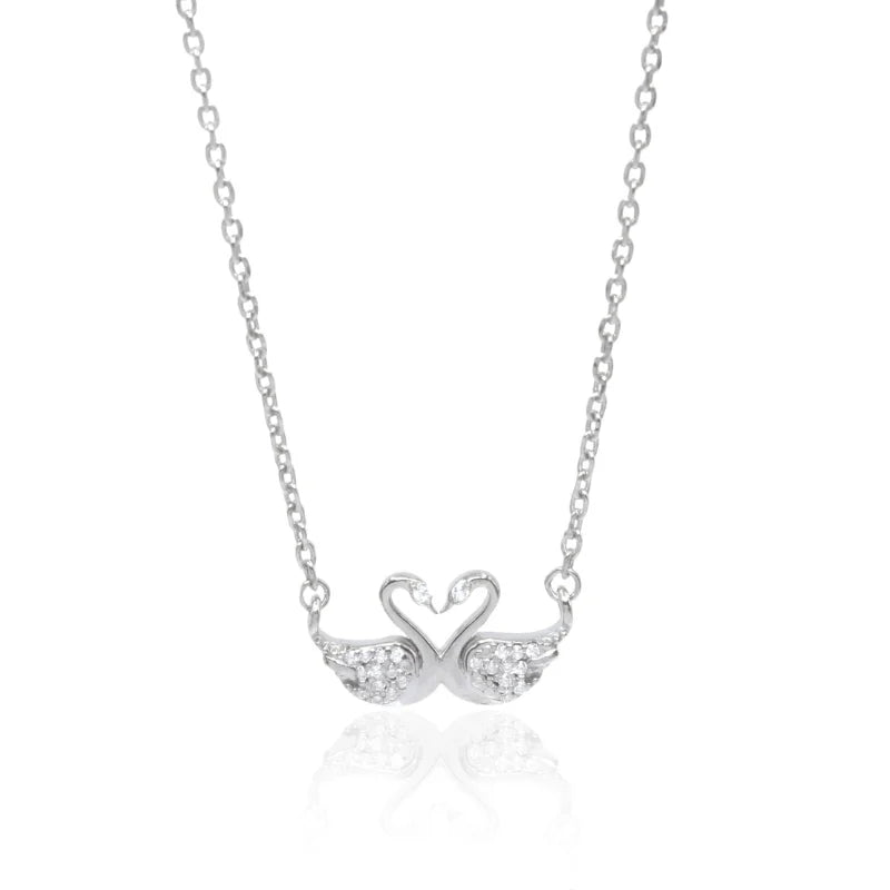 Swan Love Pendant Silver Necklace