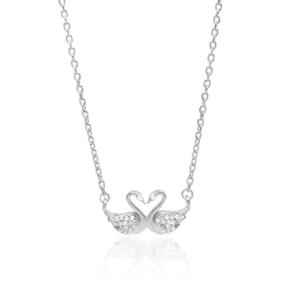 Swan Love Pendant Silver Necklace