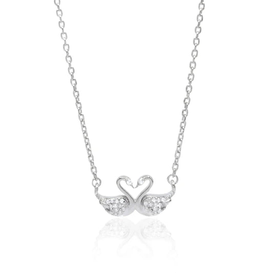 Swan Love Pendant Silver Necklace