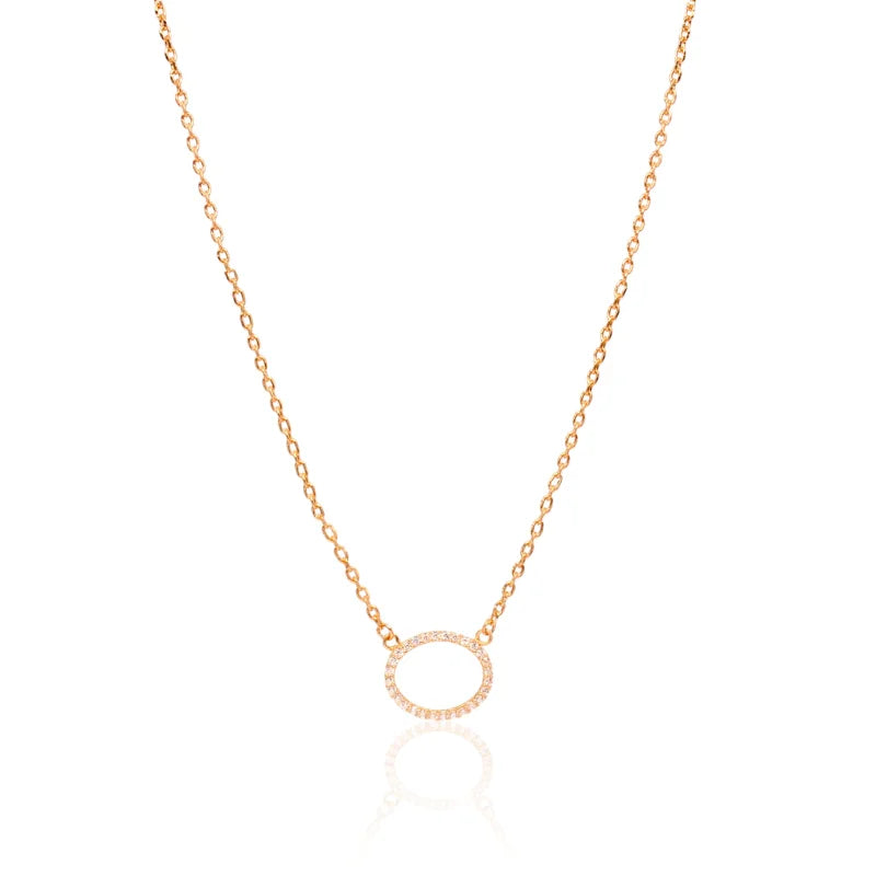 Sterling Silver Circle Pendant Necklace – Rose Gold Coated