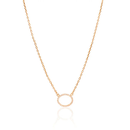 Sterling Silver Circle Pendant Necklace – Rose Gold Coated