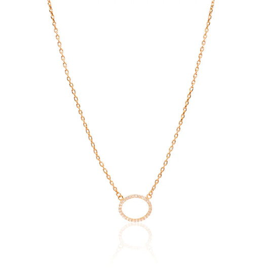 Sterling Silver Circle Pendant Necklace – Rose Gold Coated