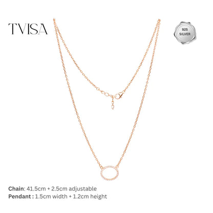 Sterling Silver Circle Pendant Necklace – Rose Gold Coated