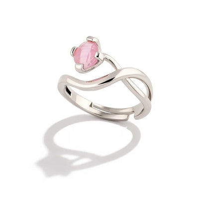 Elegant Roselle Embrace Ring With Rhodium Plating