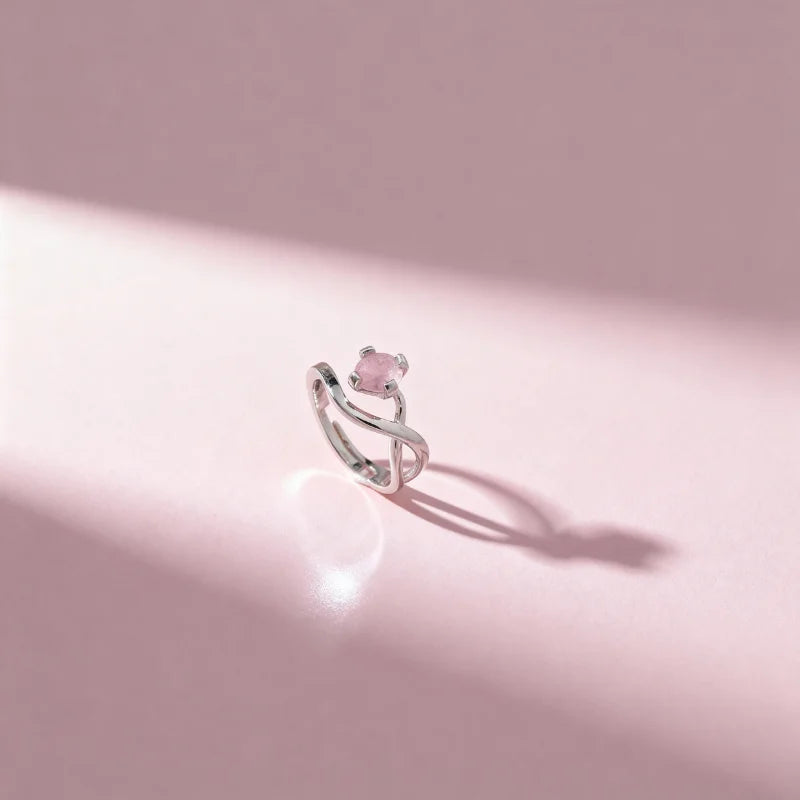 Elegant Roselle Embrace Ring With Rhodium Plating