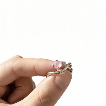 Elegant Roselle Embrace Ring With Rhodium Plating