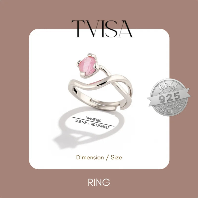 Elegant Roselle Embrace Ring With Rhodium Plating