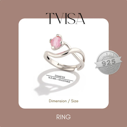 Elegant Roselle Embrace Ring With Rhodium Plating