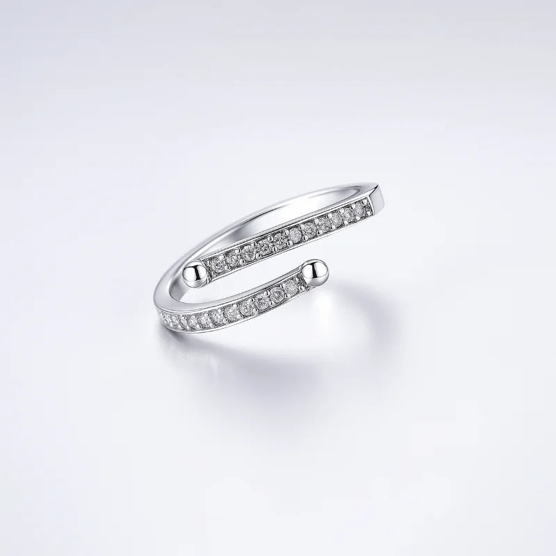 Elegant Celeste Curve Ring With Rhodium Plating