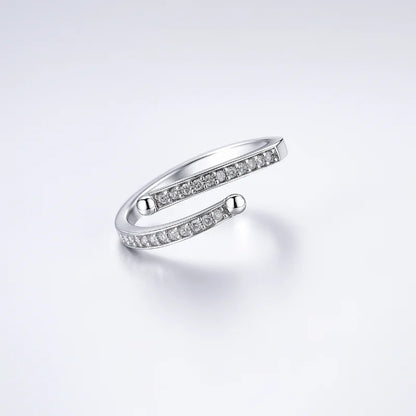 Elegant Celeste Curve Ring With Rhodium Plating
