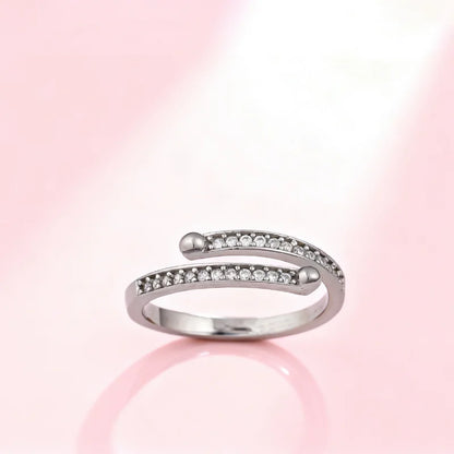 Elegant Celeste Curve Ring With Rhodium Plating