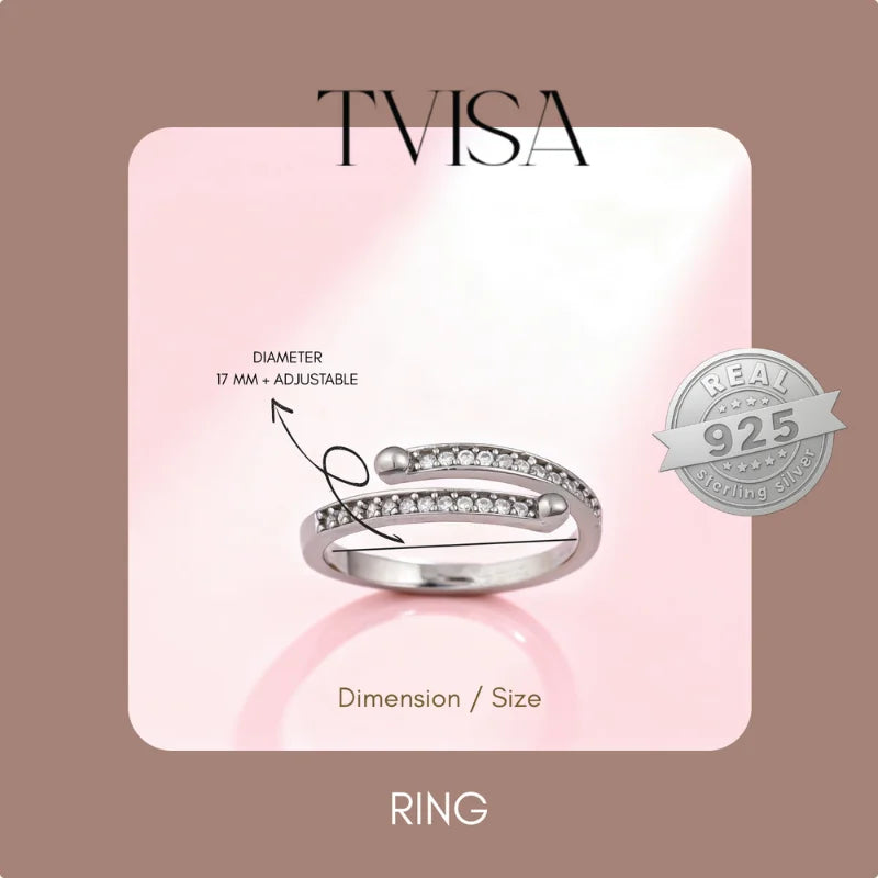 Elegant Celeste Curve Ring With Rhodium Plating