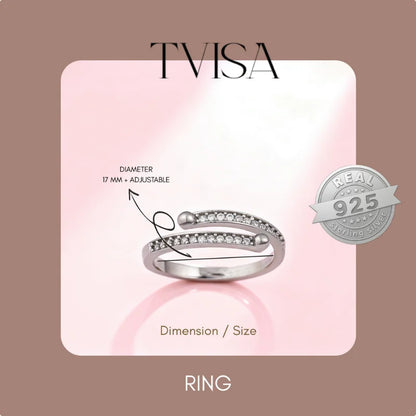 Elegant Celeste Curve Ring With Rhodium Plating