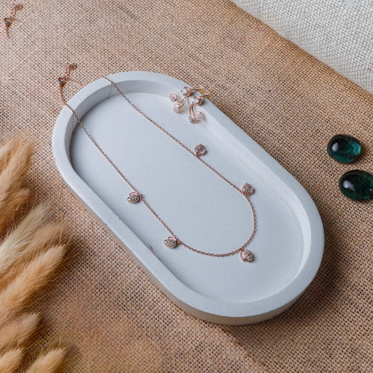 Lotus Bud Charm Necklace with Earrings