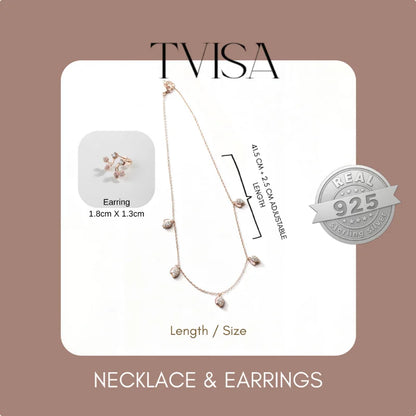 Lotus Bud Charm Necklace with Earrings