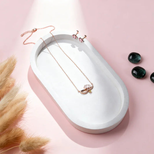 Bloom Grace Lotus Pendant Chain & Earrings Set