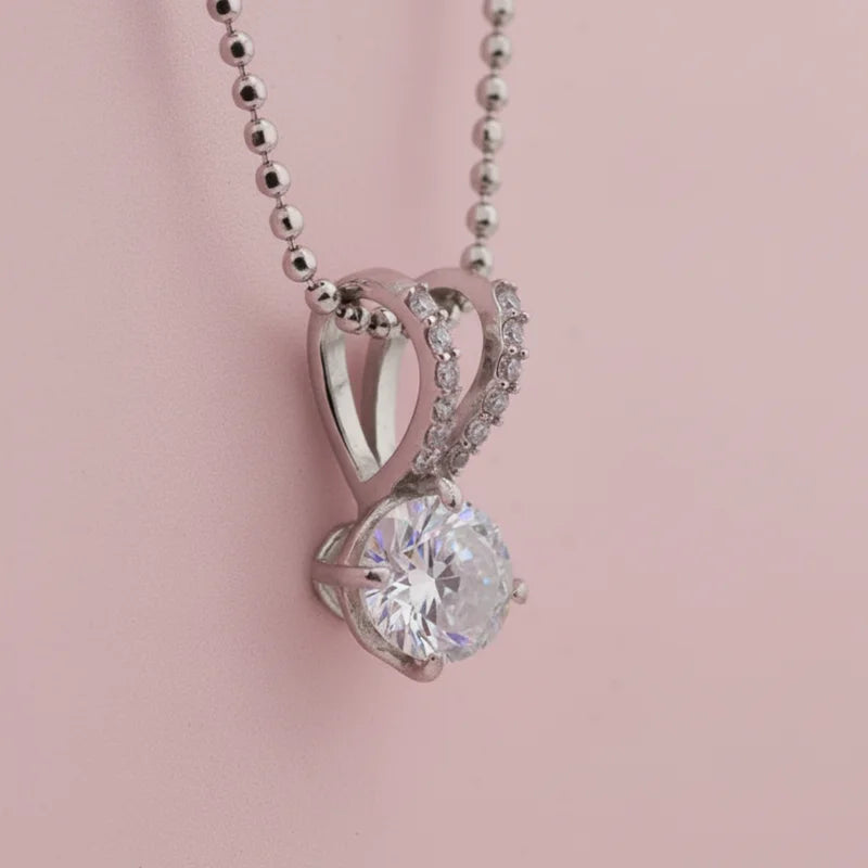 Silver Zircon Pendant with Ball Chain