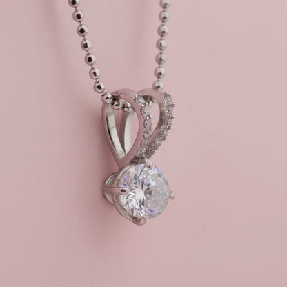 Silver Zircon Pendant with Ball Chain