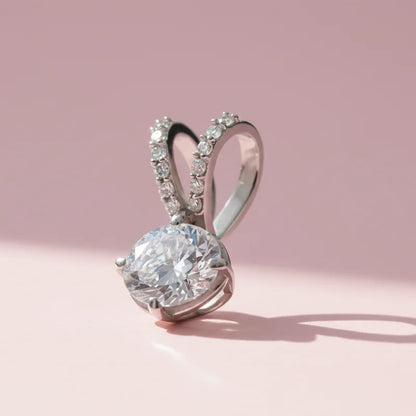 Silver Zircon Pendant with Ball Chain