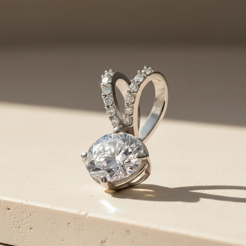 Silver Zircon Pendant with Ball Chain