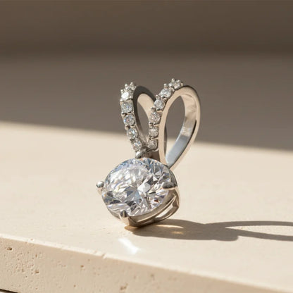Silver Zircon Pendant with Ball Chain