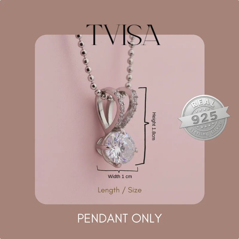 Silver Zircon Pendant with Ball Chain
