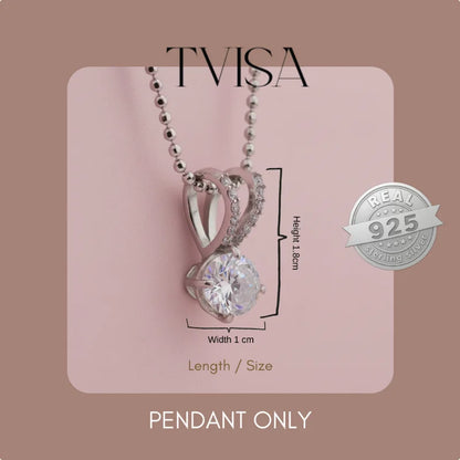 Silver Zircon Pendant with Ball Chain