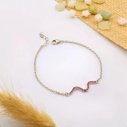 Pink Wave Charm Bracelet