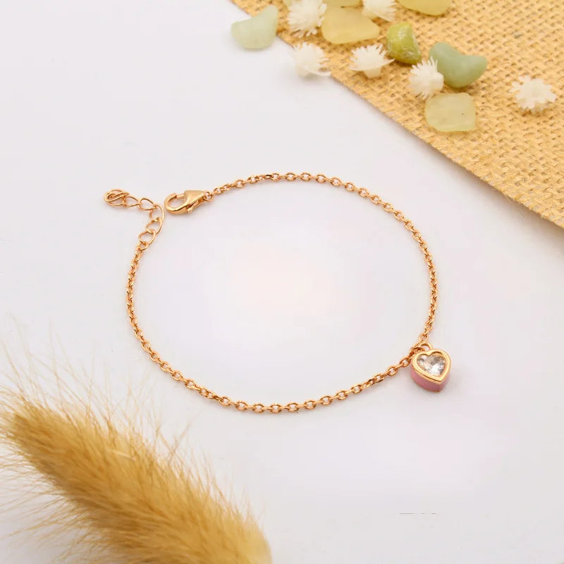 Rosy Heart Charm Bracelet
