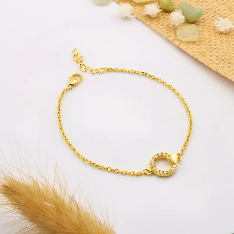 Gold Plated Heart Charm Bracelet in 925 Sterling Silver