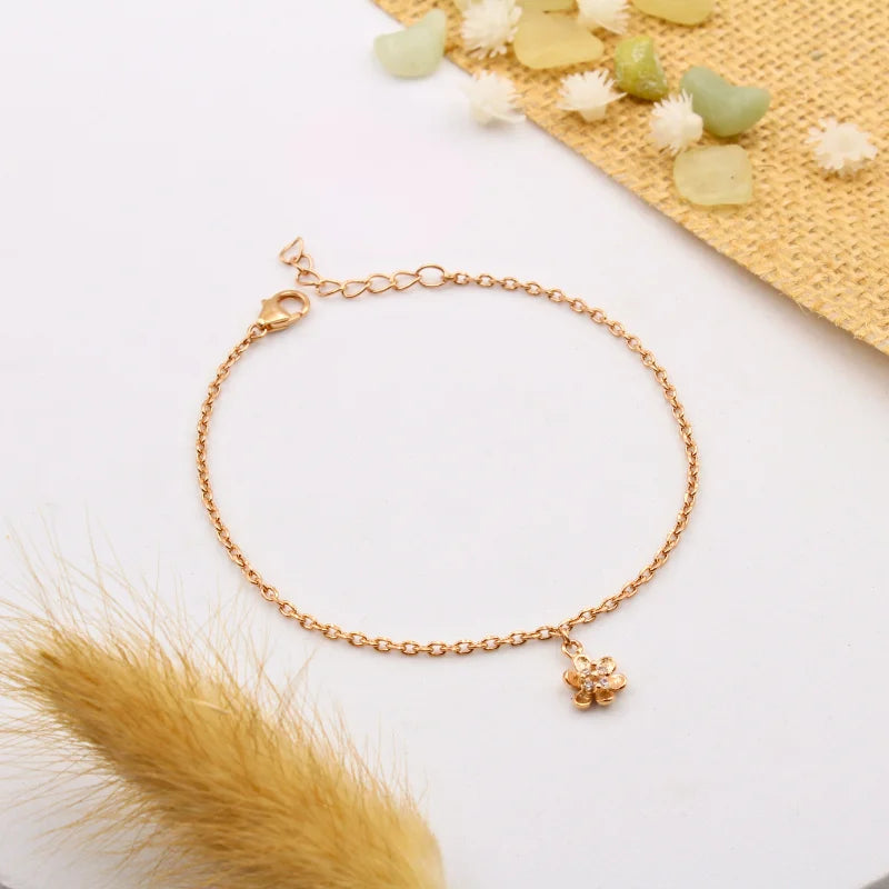 Floral Drop Bracelet with Rose Gold Plating on 925 Sterling Silver