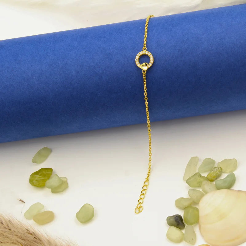 Gold Plated Heart Charm Bracelet in 925 Sterling Silver