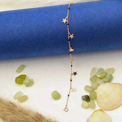 Star Charm Bracelet in 925 Sterling Silver with Rose Gold Plating