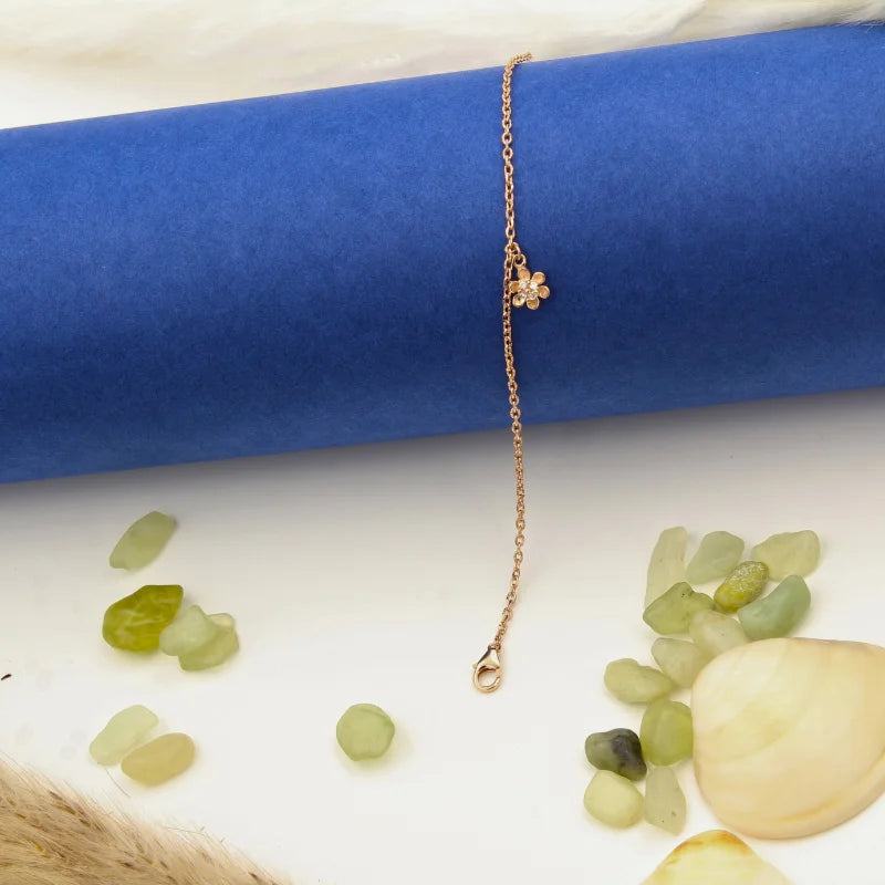 Floral Drop Bracelet with Rose Gold Plating on 925 Sterling Silver