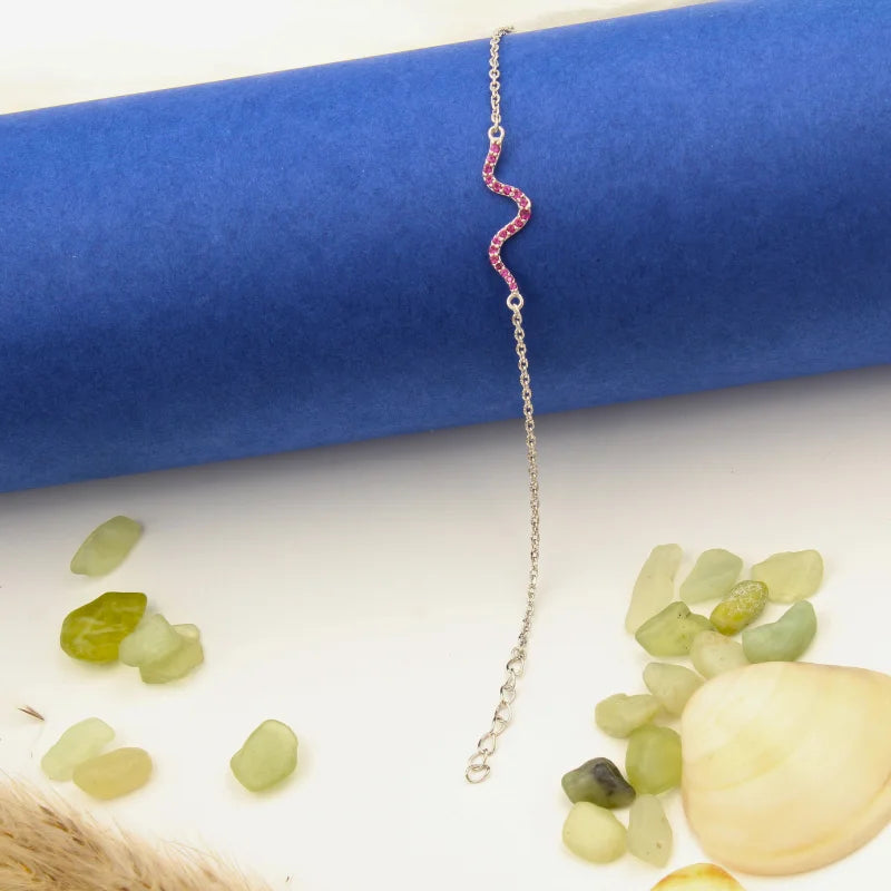 Pink Wave Charm Bracelet