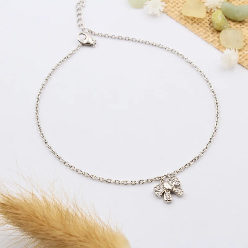 Sterling Silver Bow Charm Anklet