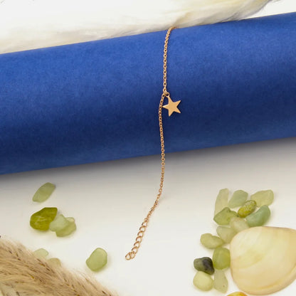 Star Charm Bracelet with Rose Gold Plating on 925 Sterling Silver