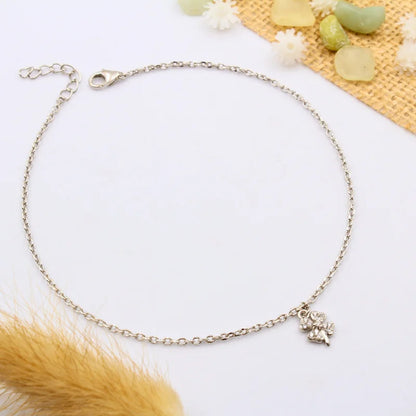 Sterling Silver Clover Charm Anklet