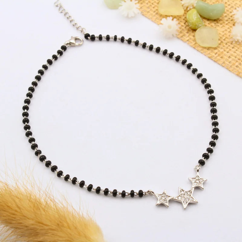Sterling Silver Star Cluster Mangalsutra Anklet