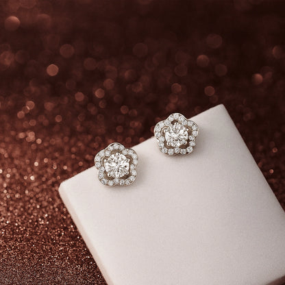 Silver Pansy Stud Earrings