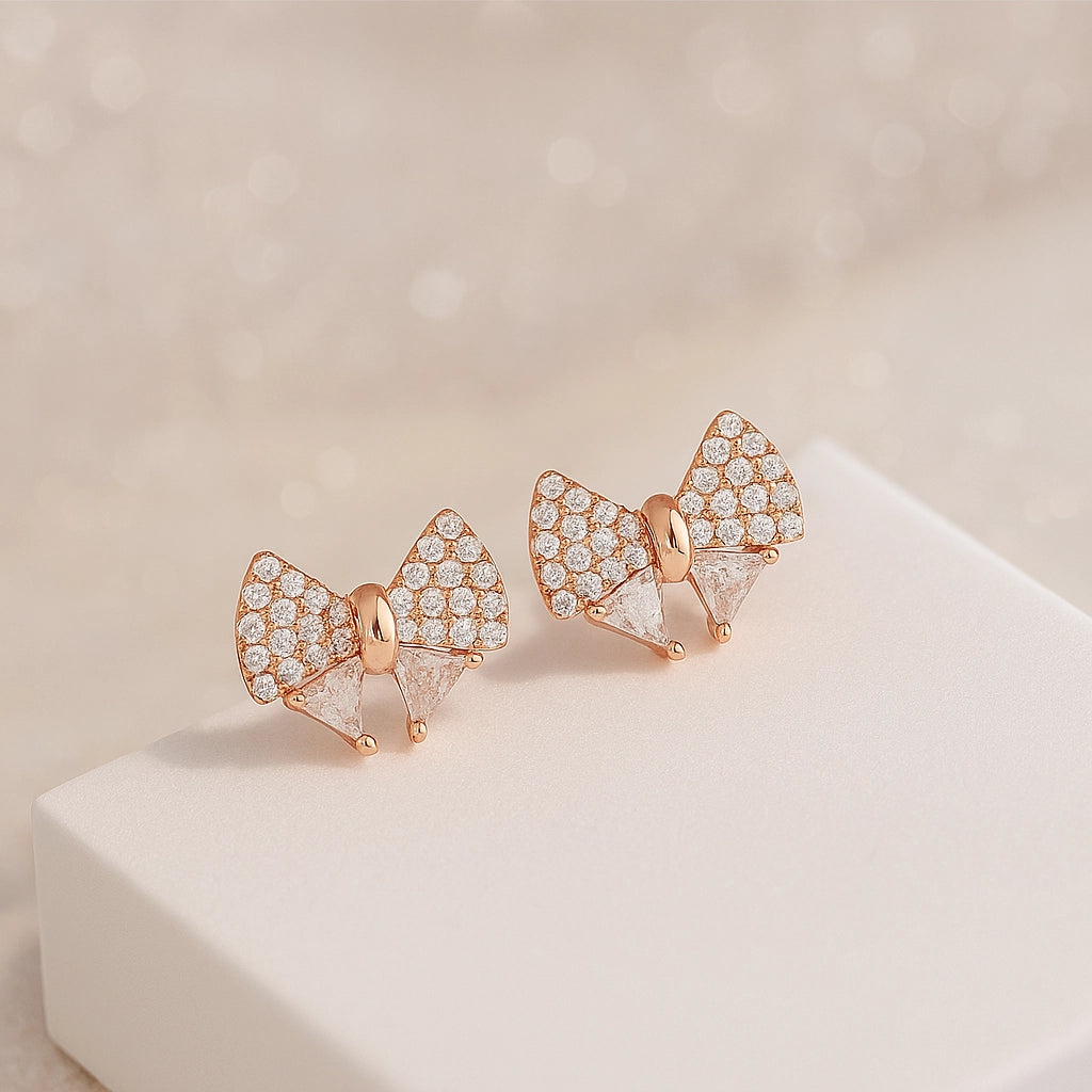 Rose Gold Plated Bow Knot Stud Earrings