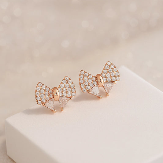 Rose Gold Plated Bow Knot Stud Earrings