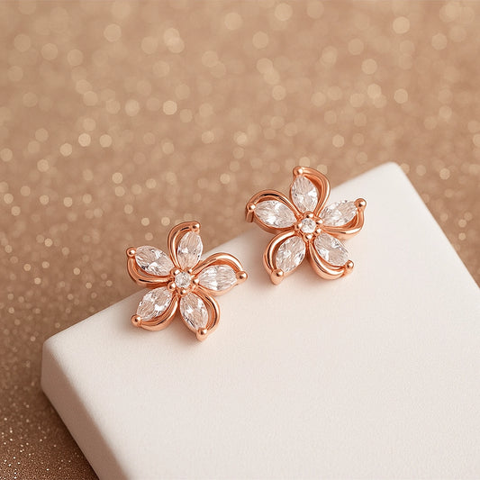 Spiral Flower Petal Earring | Rose Gold Plated