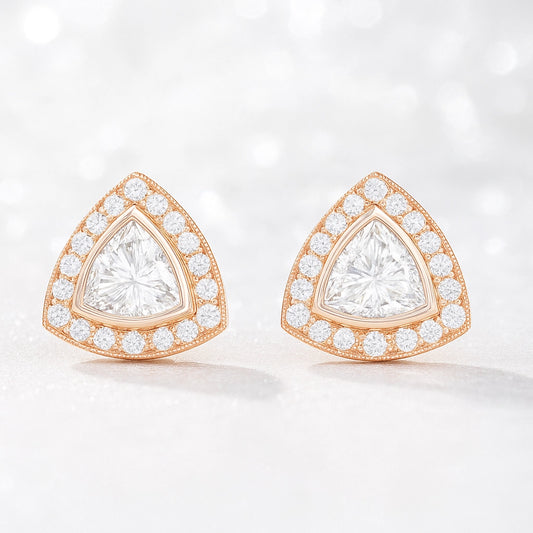 Striking  Solitair Silver Earring | Rose Gold Pated