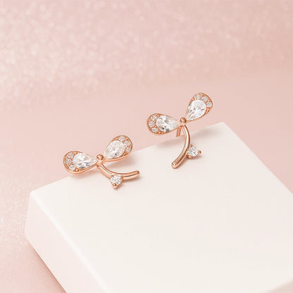 Rose Gold Plated Shimmering Silver Earrings