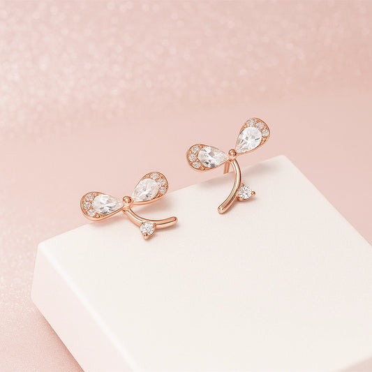 Rose Gold Plated Shimmering Silver Earrings