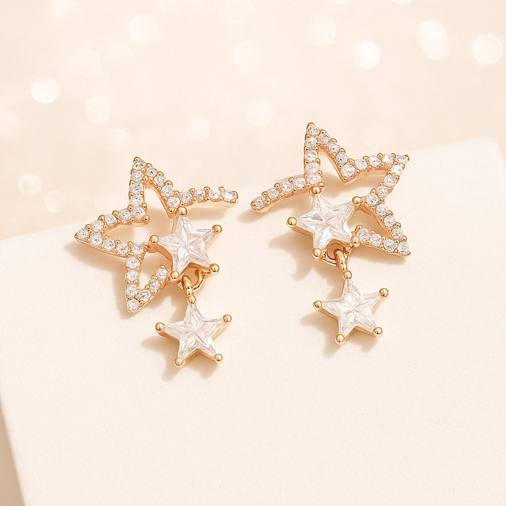 Shiny Shooting Star Silver Earring