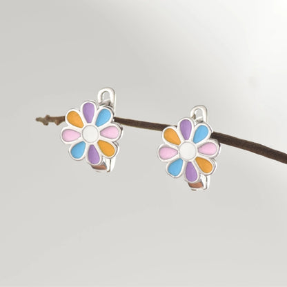Colourful Daisy flower Silver Earring